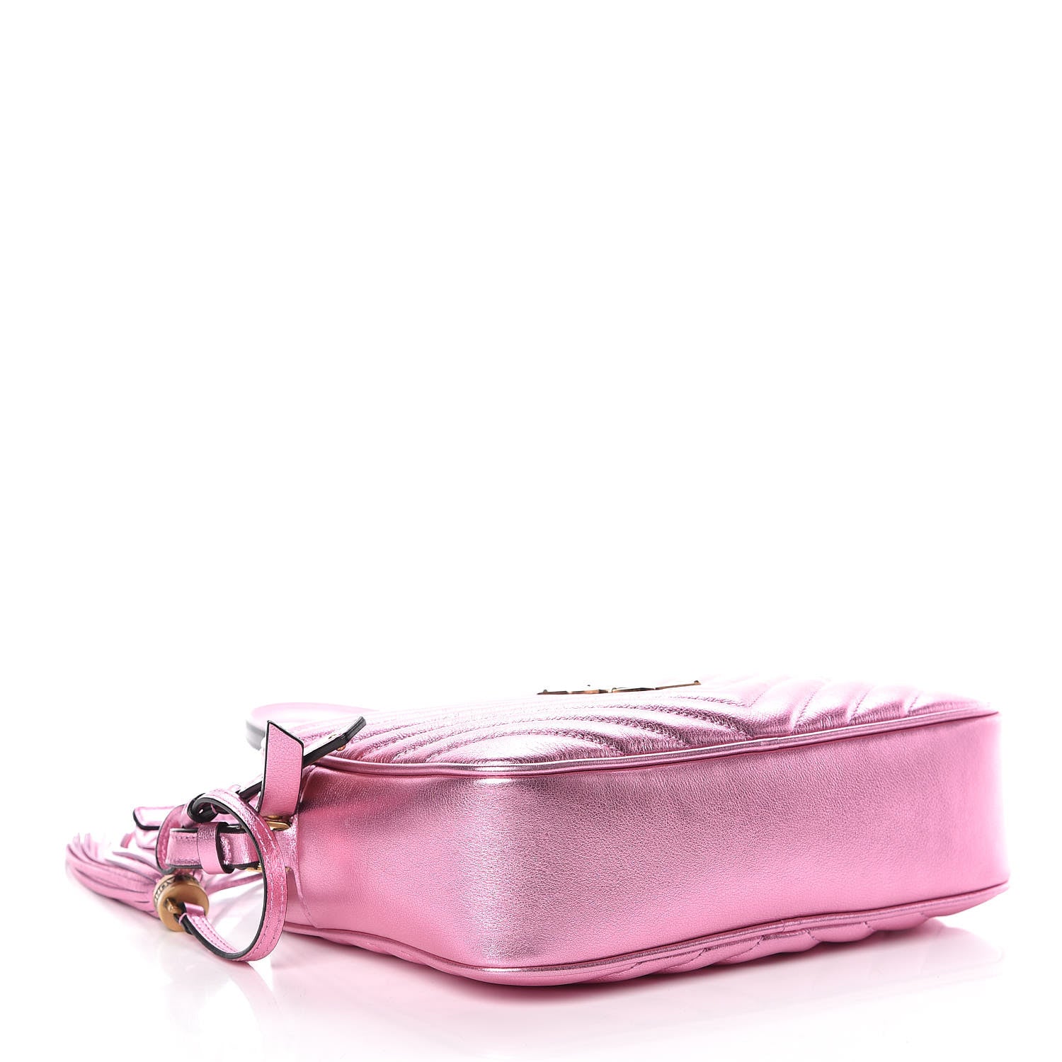 Saint Laurent Metallic Calfskin Matelasse Monogram Lou Camera Bag Vegas Pink 4 of 8
