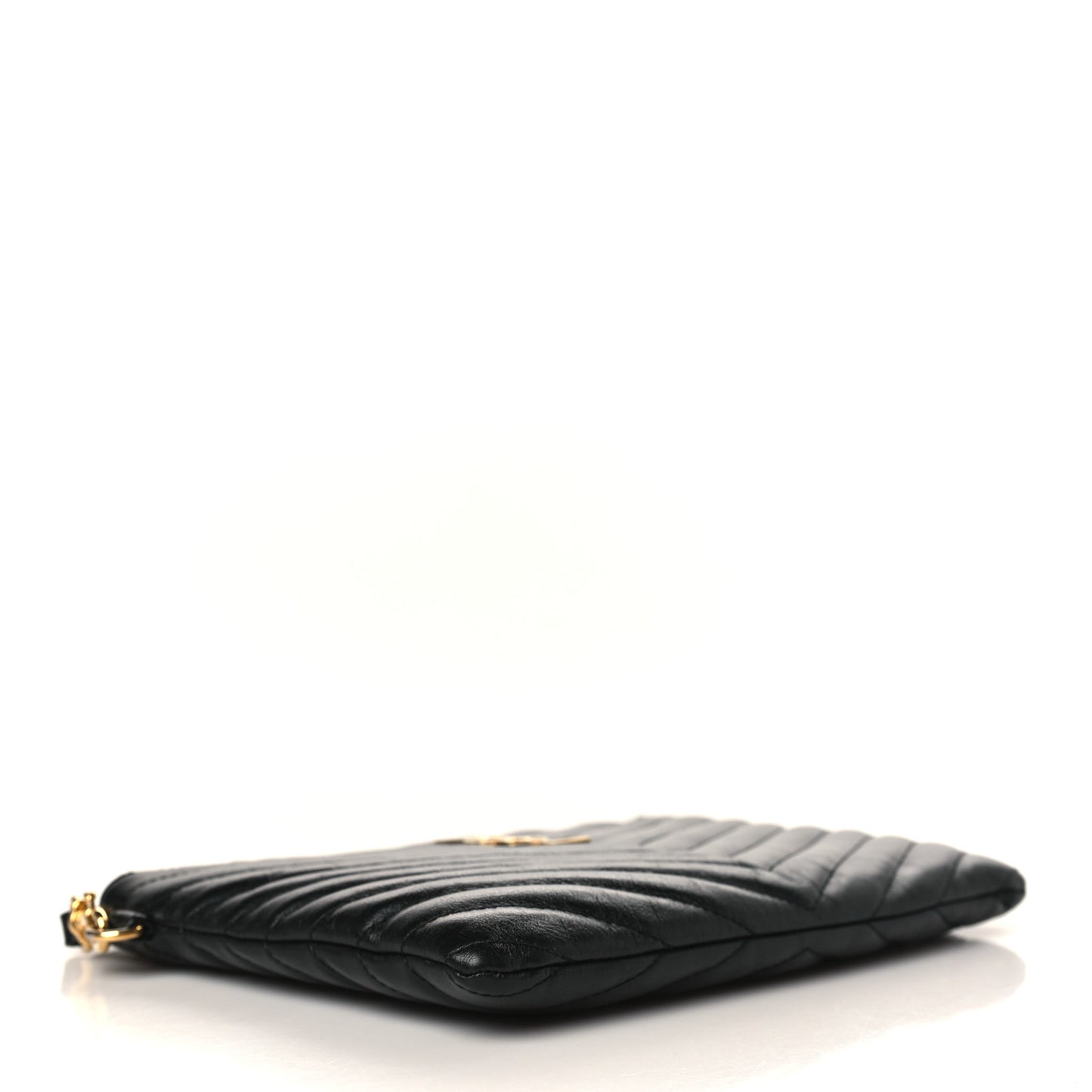 Calfskin Matelasse Chevron Monogram A5 Wristlet Black