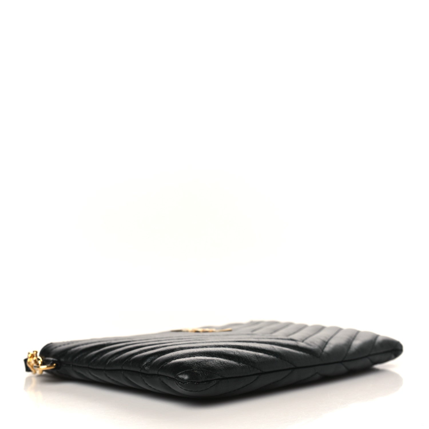 Saint Laurent Calfskin Matelasse Chevron Monogram A5 Wristlet Black 4 of 7