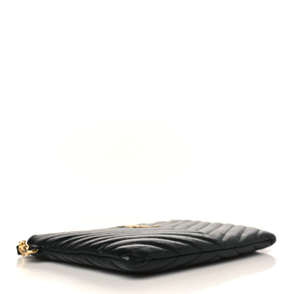 Saint Laurent Calfskin Matelasse Chevron Monogram A5 Wristlet Black 4 of 7