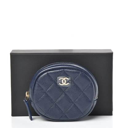 Chanel Caviar Quilted Zip Around Classic Coin Purse Navy Blue 8 of 8