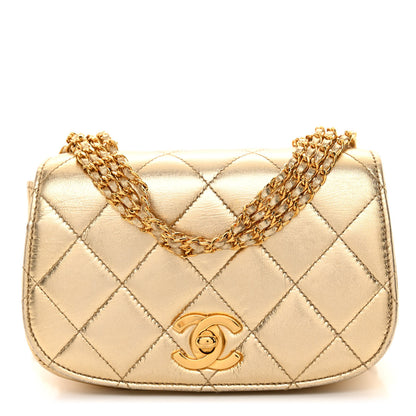 Chanel Metallic Lambskin Quilted Multi Chain Single Flap Gold 1 of 12