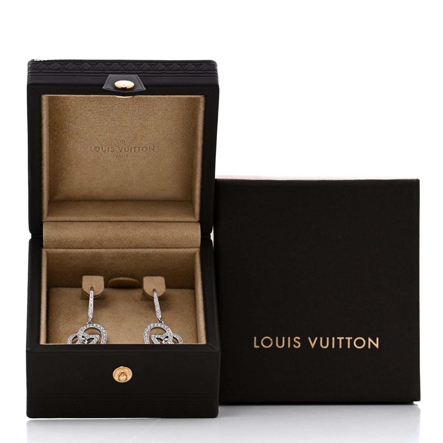 18K White Gold Diamond Small Coeur Heart Drop Earrings