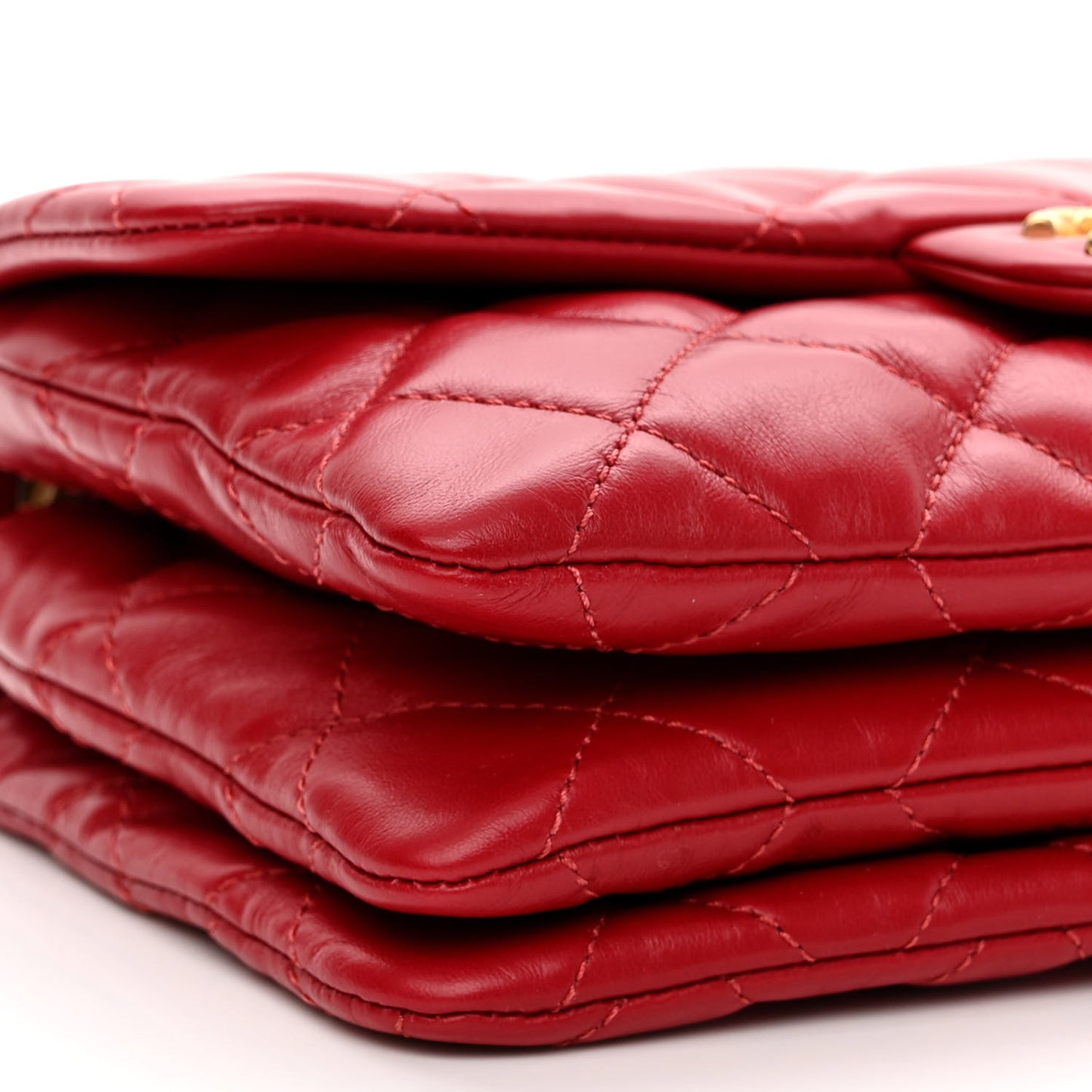 Lambskin Quilted Small Pillow Crush Flap Red