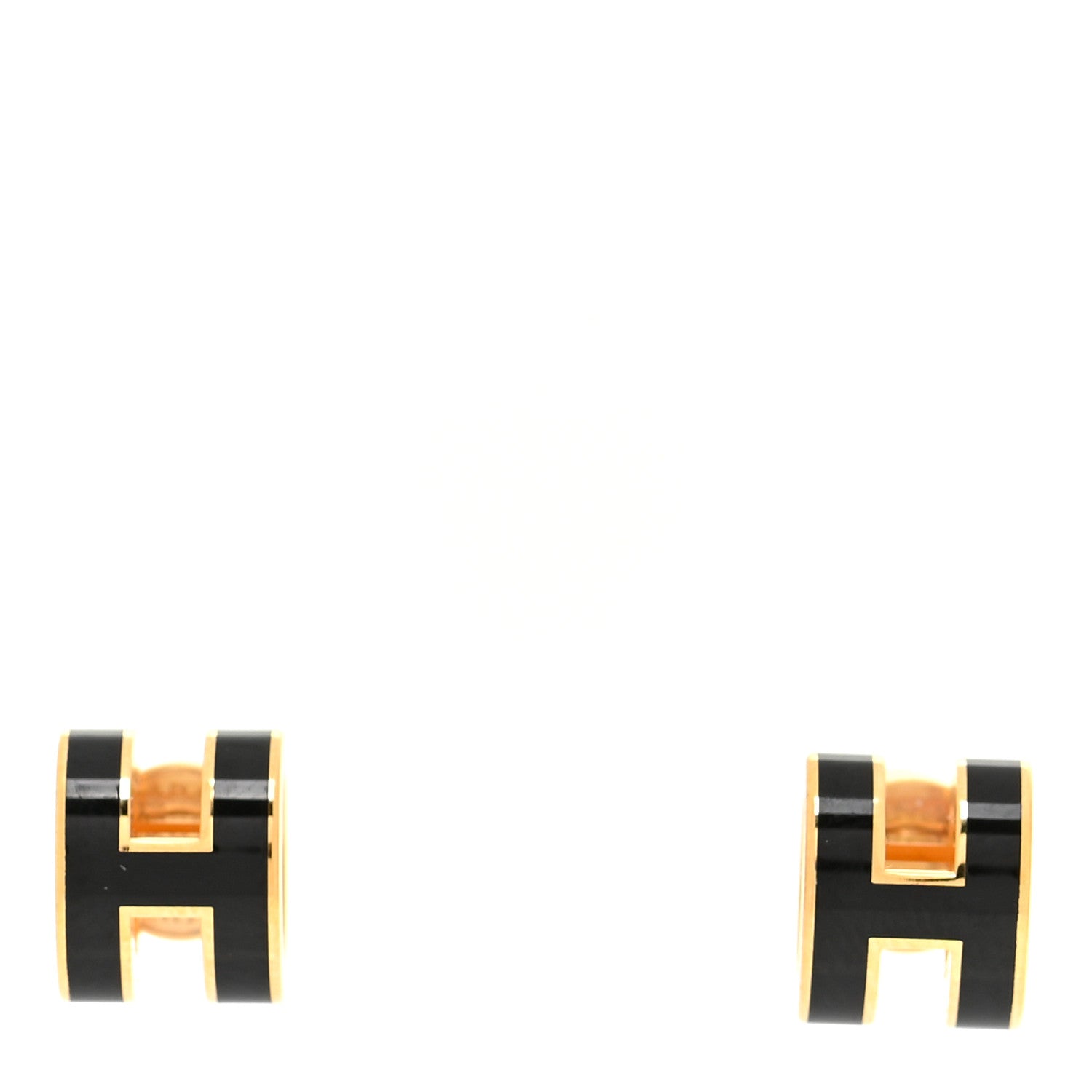 Hermes Gold Lacquered Mini Pop H Earrings Black 1 of 8