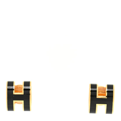 Hermes Gold Lacquered Mini Pop H Earrings Black 1 of 8