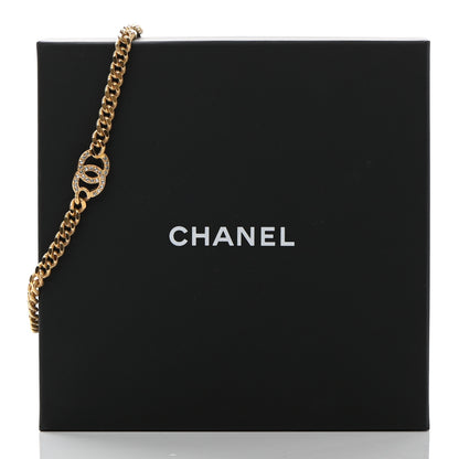 Chanel Crystal Chain Link CC Choker Necklace Gold 7 of 7