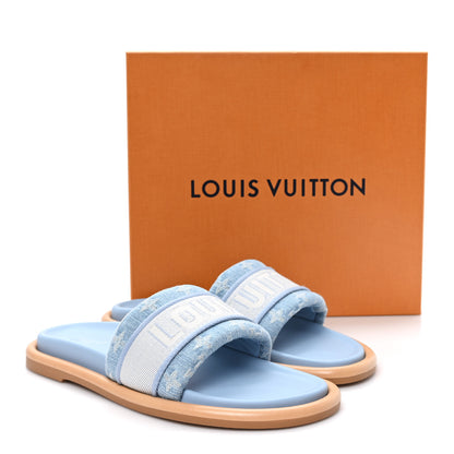 Louis Vuitton Monogram Denim LV Bliss Womens Comfort Mules 41 Turquoise 10 of 10