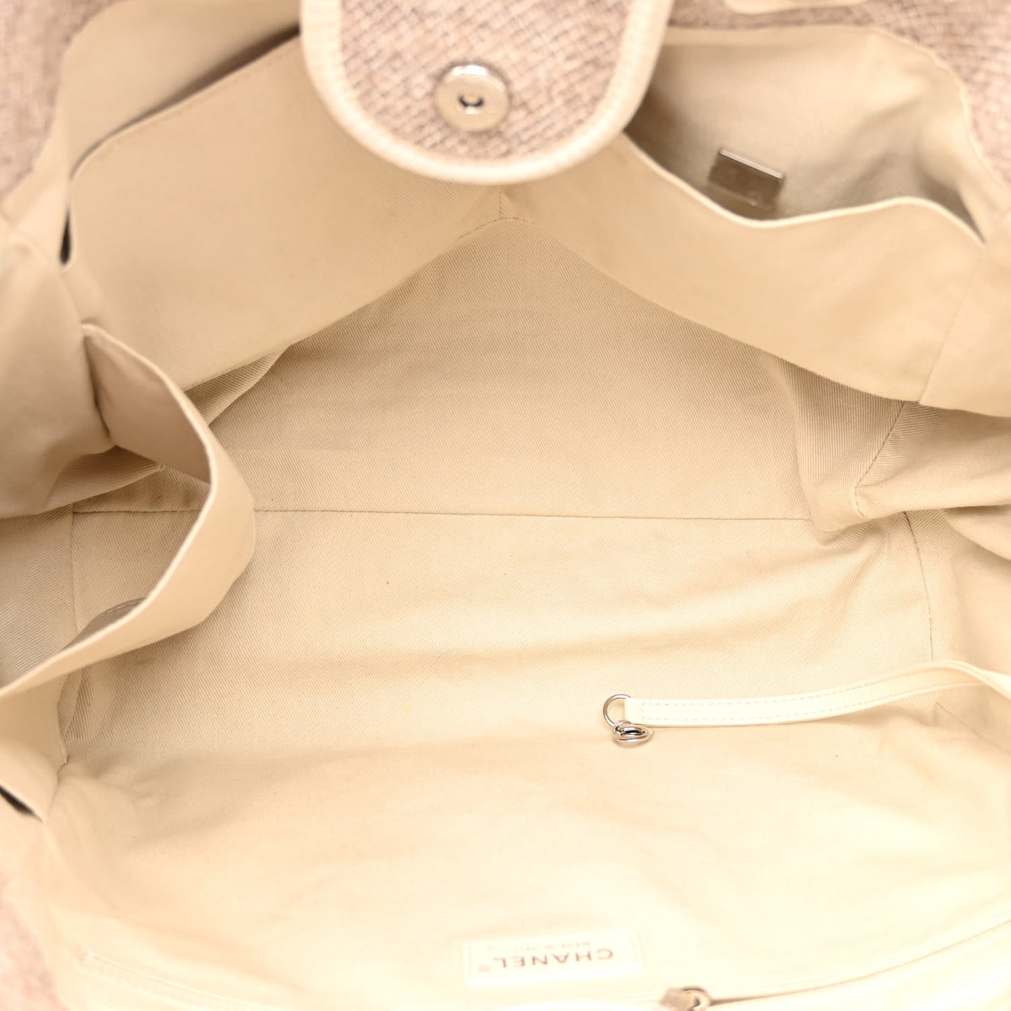 Mixed Fibers Calfskin Medium Deauville Tote Beige