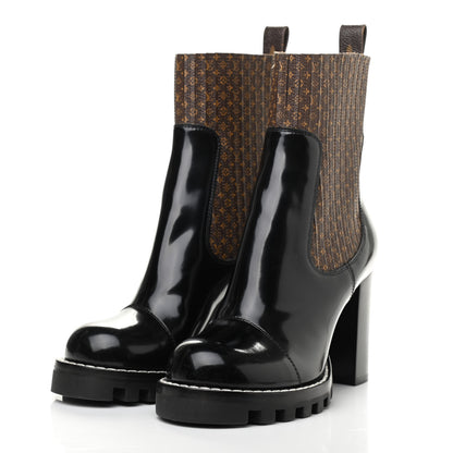 Louis Vuitton Patent Nano Monogram Ankle Star Trail Boots 38 Black 3 of 7