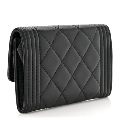 Chanel Lambskin Quilted Boy Flap Card Holder Black 3 of 12