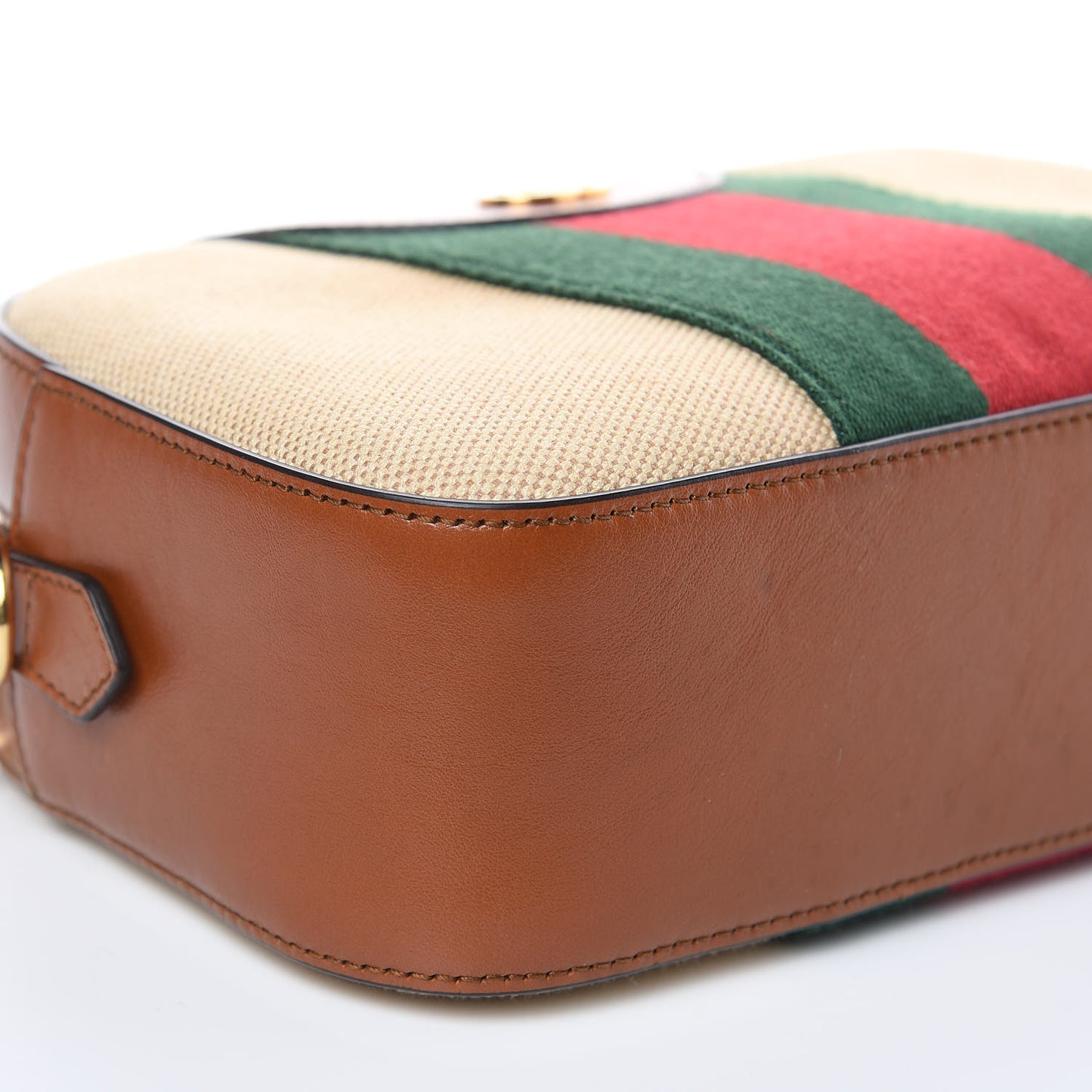 Vintage Canvas Web Shoulder Bag Sand Cuir