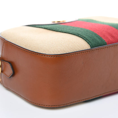 Gucci Vintage Canvas Web Shoulder Bag Sand Cuir 8 of 10