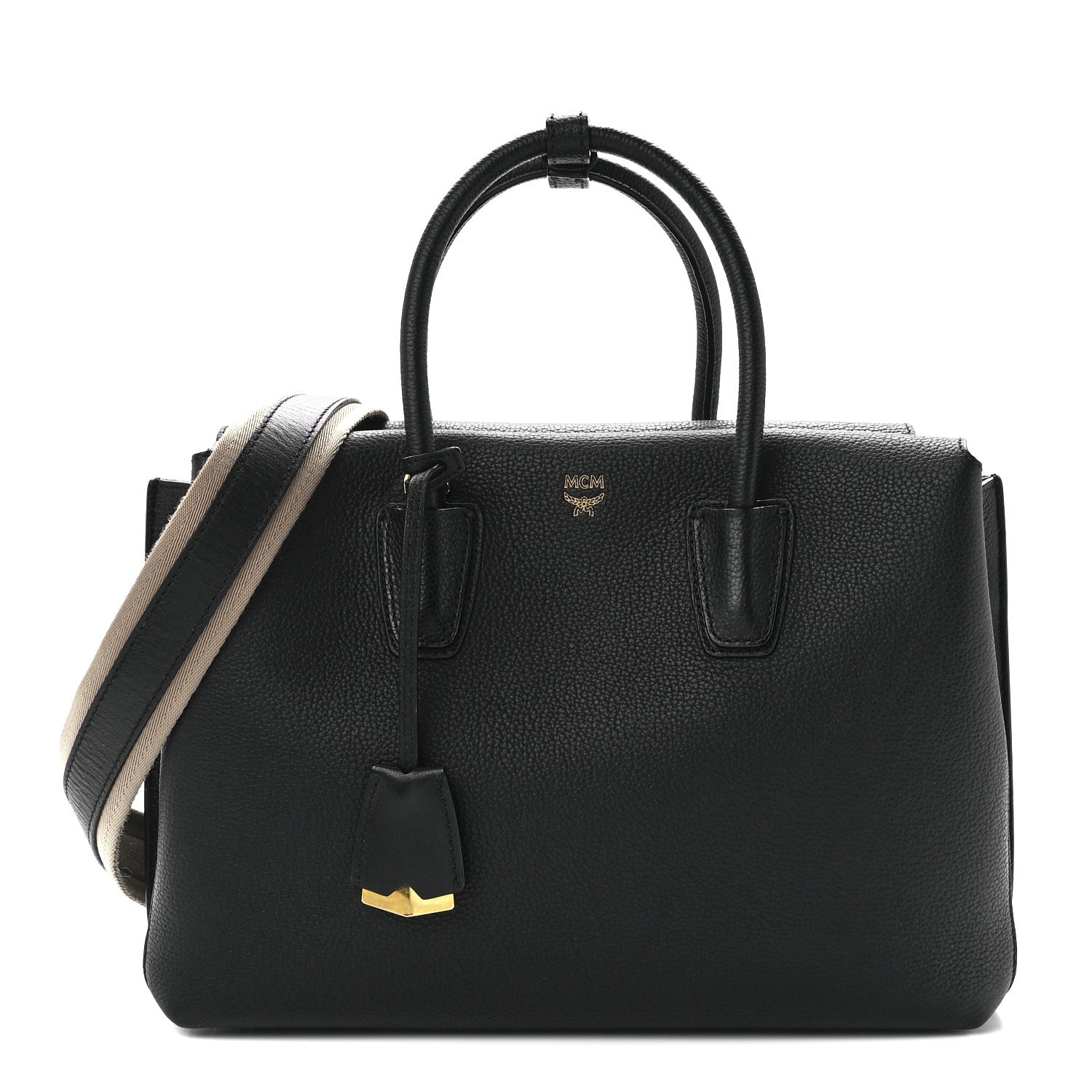 MCM Grained Calfskin Medium Milla Tote Black 1 of 13