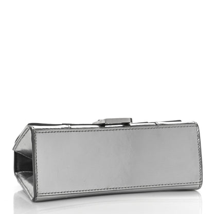 Balenciaga Metallic Textured Calfskin Hourglass Top Handle Bag XS Silver 4 of 14