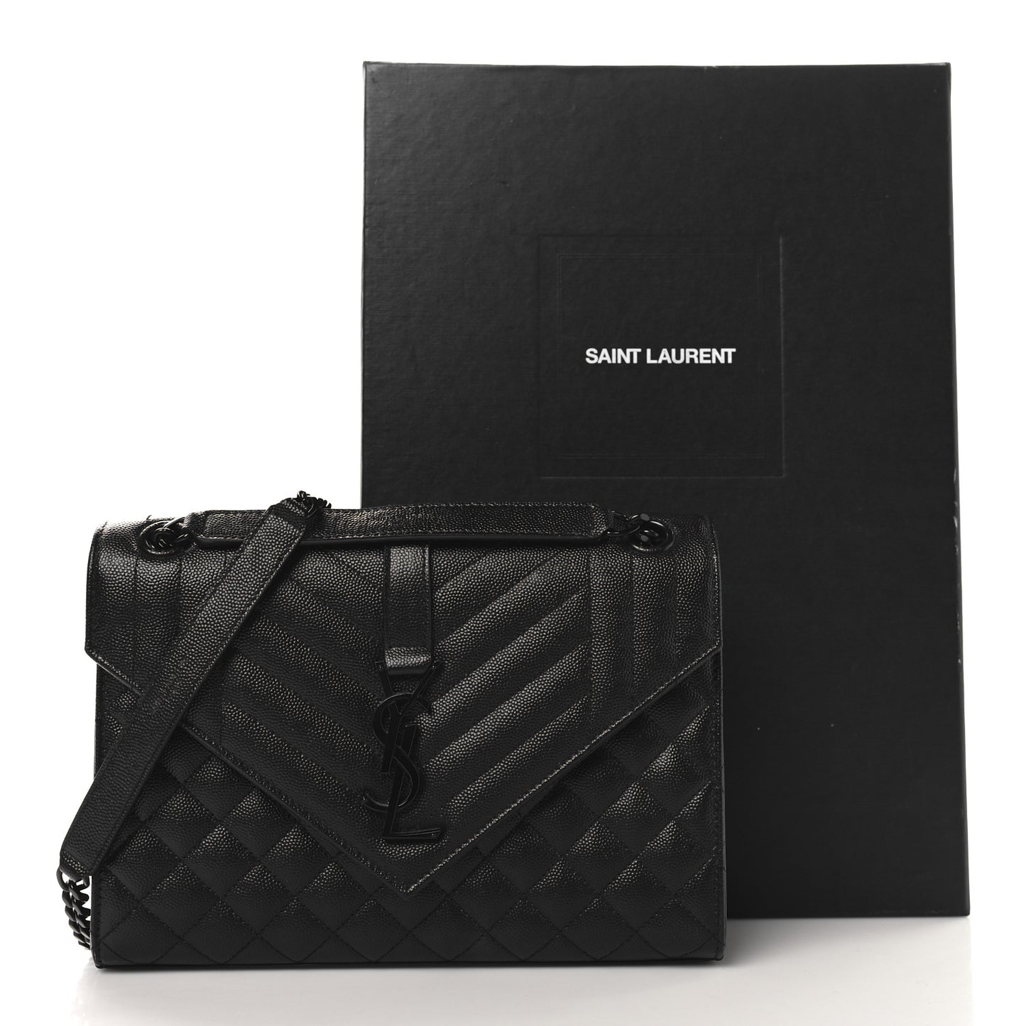 Grain De Poudre Textured Mixed Matelasse Triquilt Medium Monogram Monochrome Satchel Black