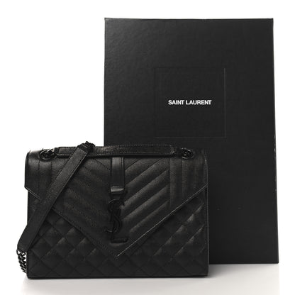 Saint Laurent Grain De Poudre Textured Mixed Matelasse Triquilt Medium Monogram Monochrome Satchel Black 22 of 22