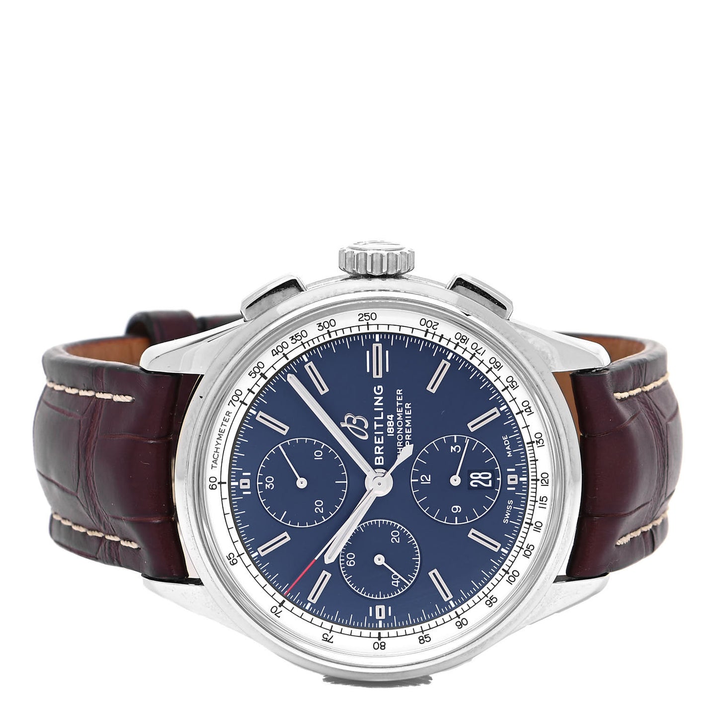 Stainless Steel Alligator 42mm Premier Chronograph Automatic Watch Blue A13315