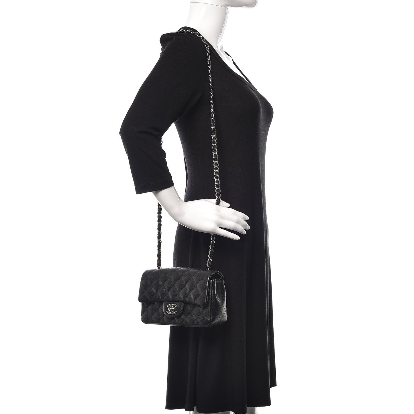Caviar Quilted Mini Rectangular Flap Black