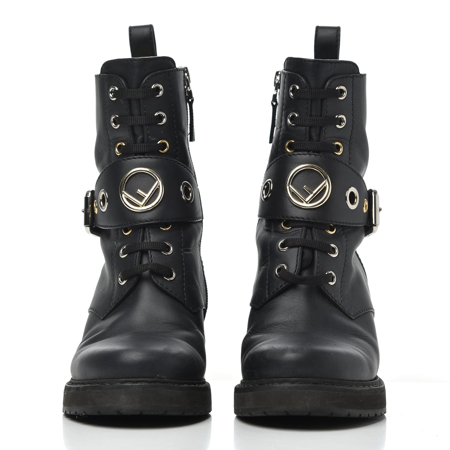 Calfskin Combat Boots 36.5 Black