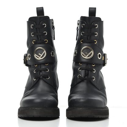 Fendi Calfskin Combat Boots 36.5 Black 2 of 17