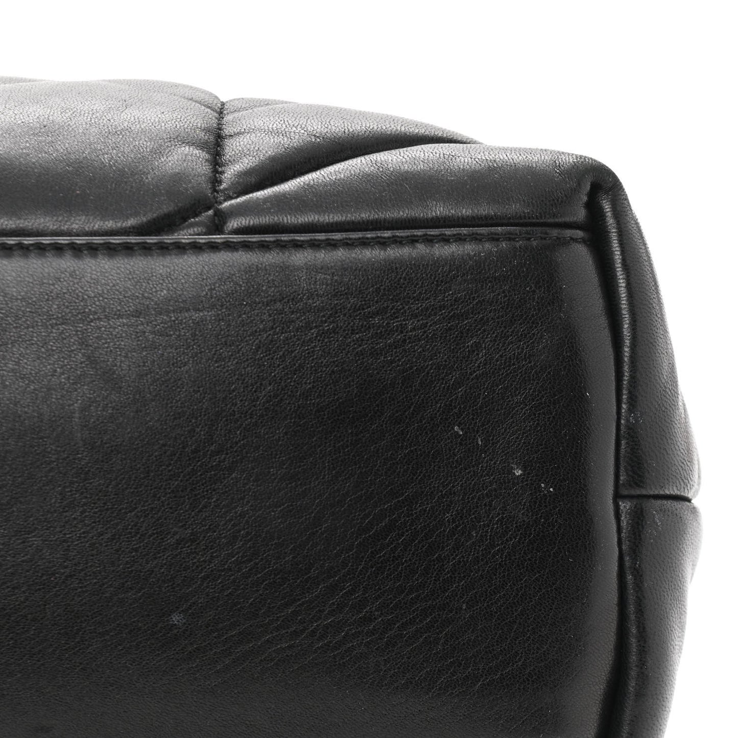 Lambskin Quilted Medium Loulou Puffer Monogram Chain Satchel Black