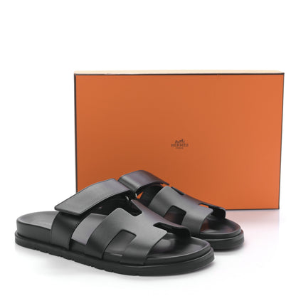 Hermes Calfskin Womens Chypre Sandals 39.5 Black 9 of 9