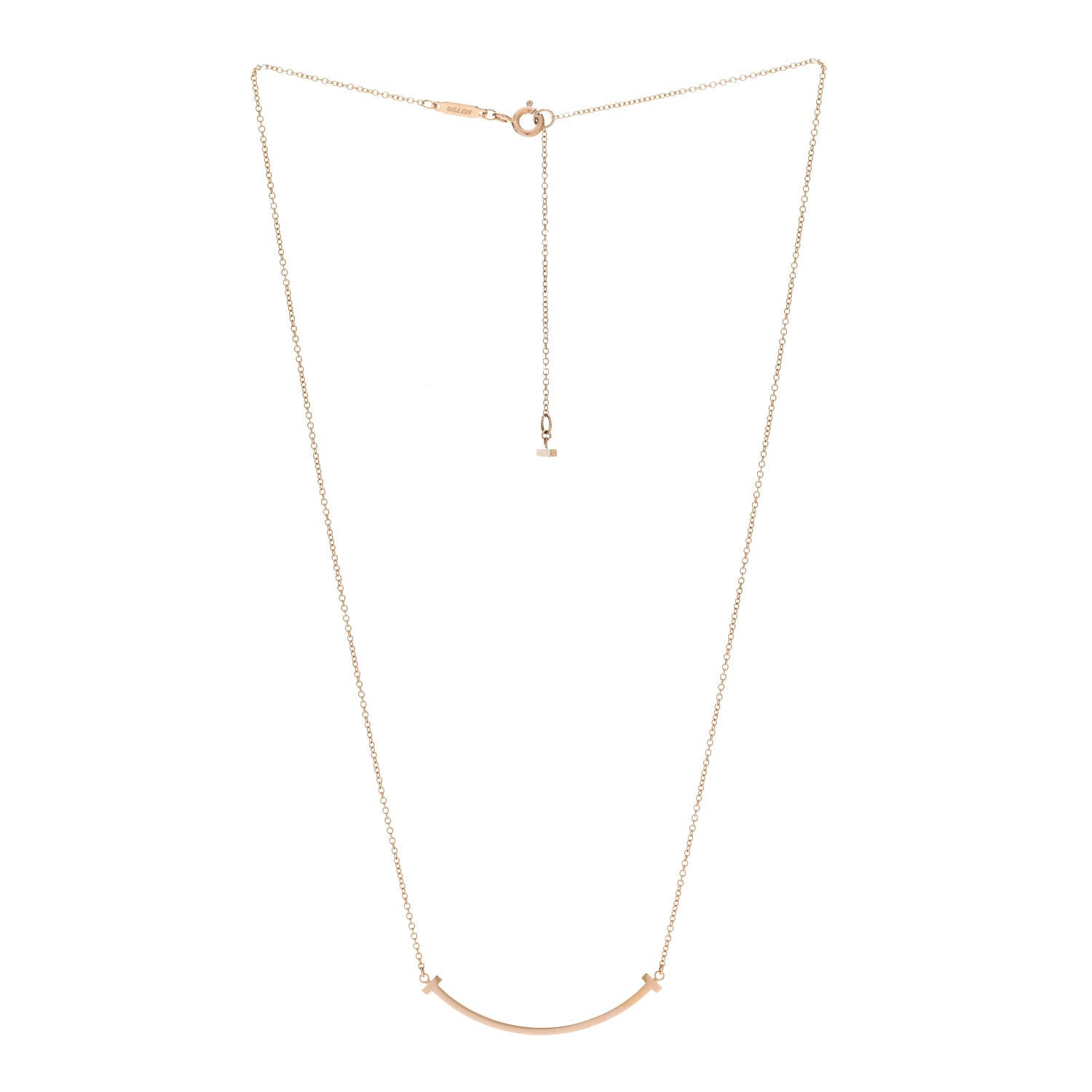 Tiffany 18K Rose Gold Small T Smile Pendant Necklace 3 of 5