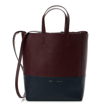 Celine Grained Calfskin Small Vertical Bi-Cabas Navy Burgundy 1 of 10