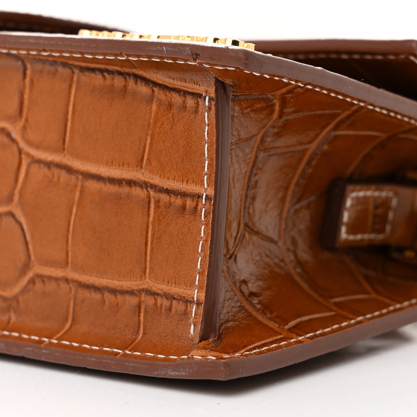 Calfskin Crocodile Embossed Le Grand Bambino Brown