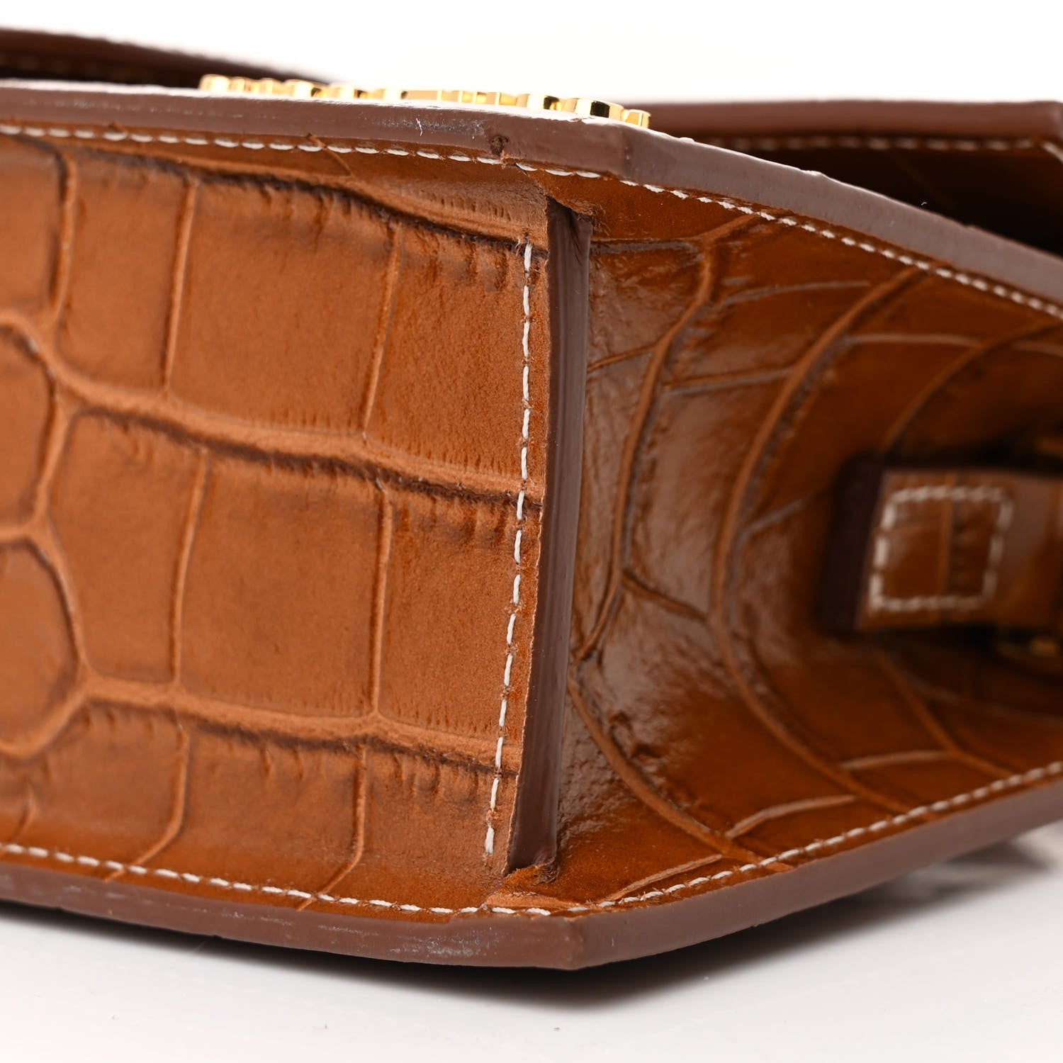 Jacquemus Calfskin Crocodile Embossed Le Grand Bambino Brown 9 of 11