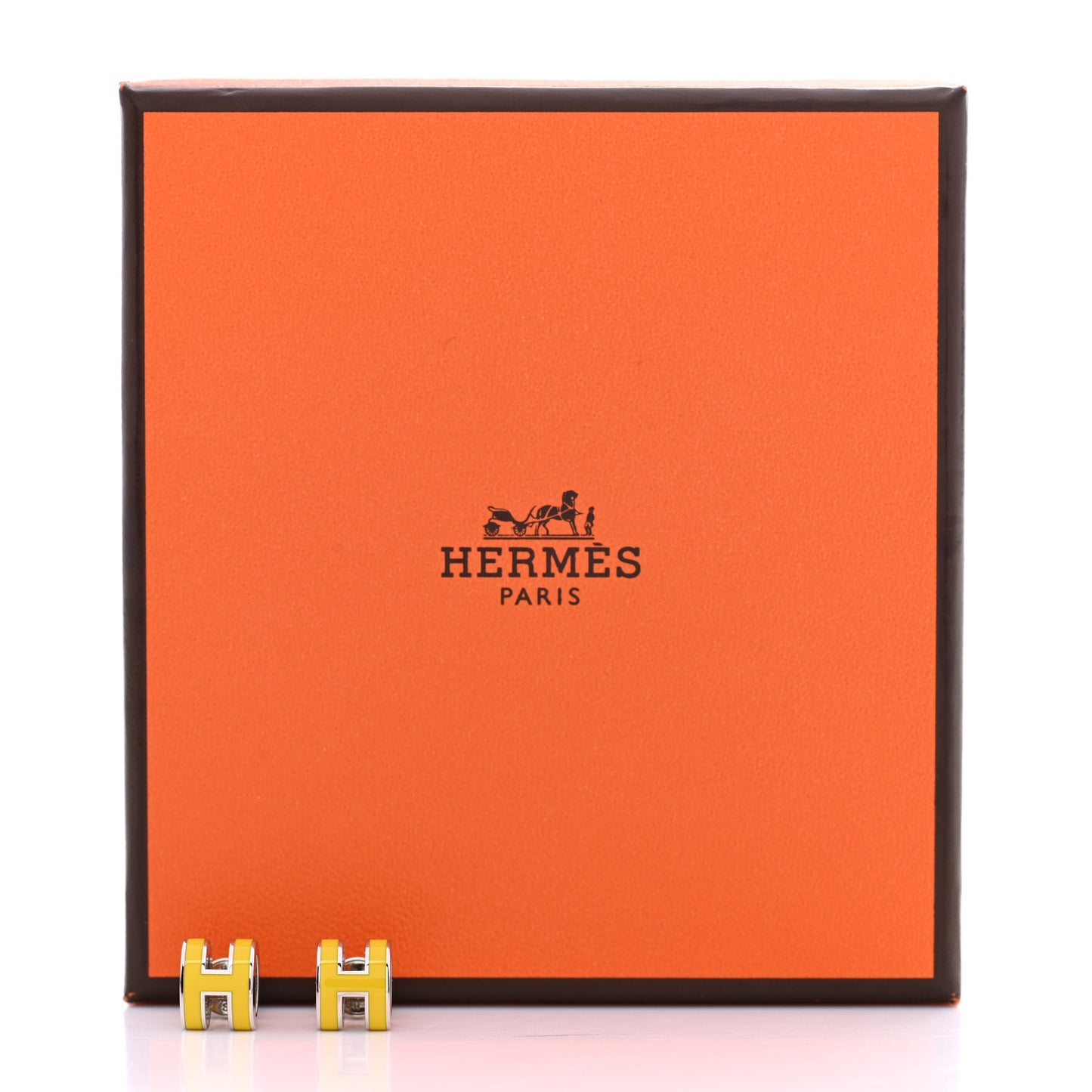 Palladium Lacquered Mini Pop H Earrings Jaune Sature