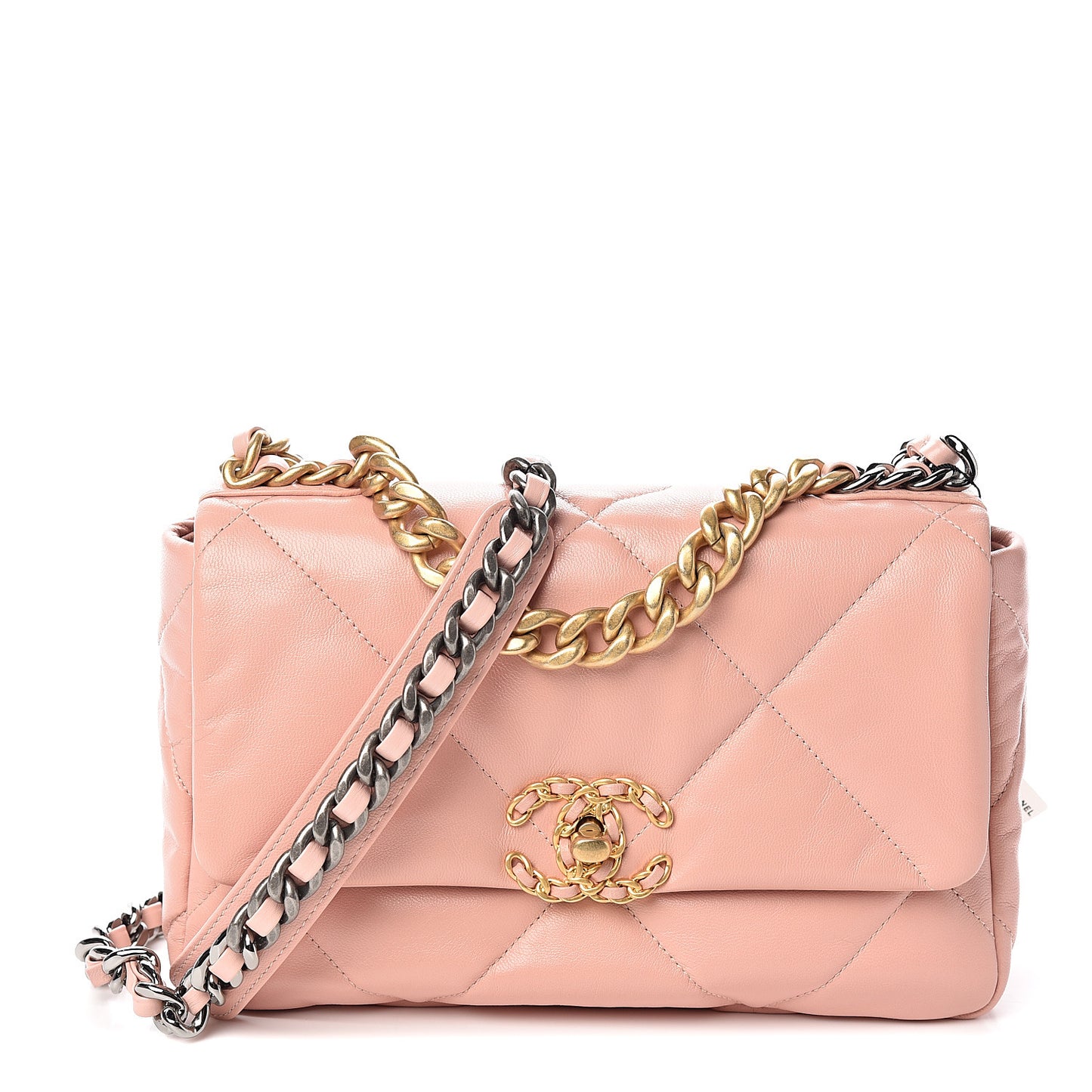 Goatskin Quilted Medium 19 Flap Light Pink