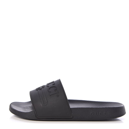 Gucci Rubber Logo Stamped Mens Slide Sandals 7 Black 1 of 9