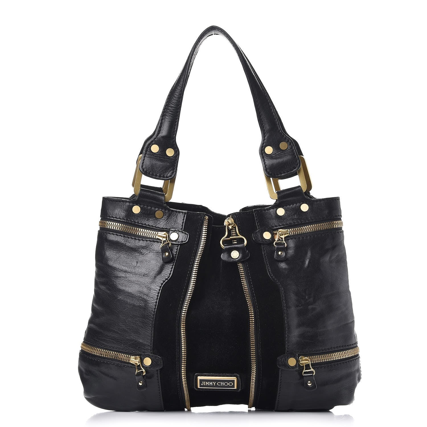 Jimmy Choo Calfskin Suede Mona Tote Black 1 of 11