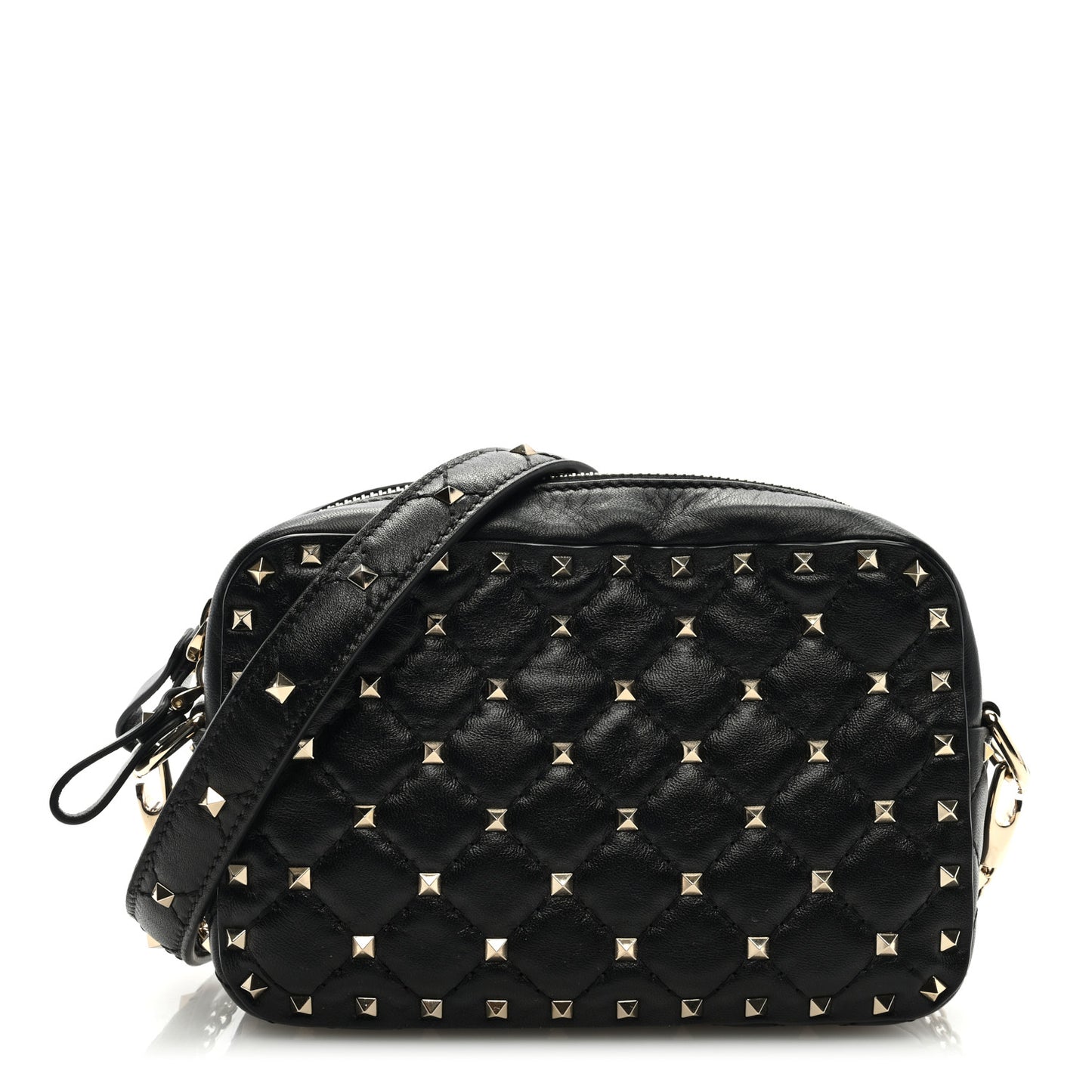 Nappa Rockstud Spike Camera Crossbody Bag Black