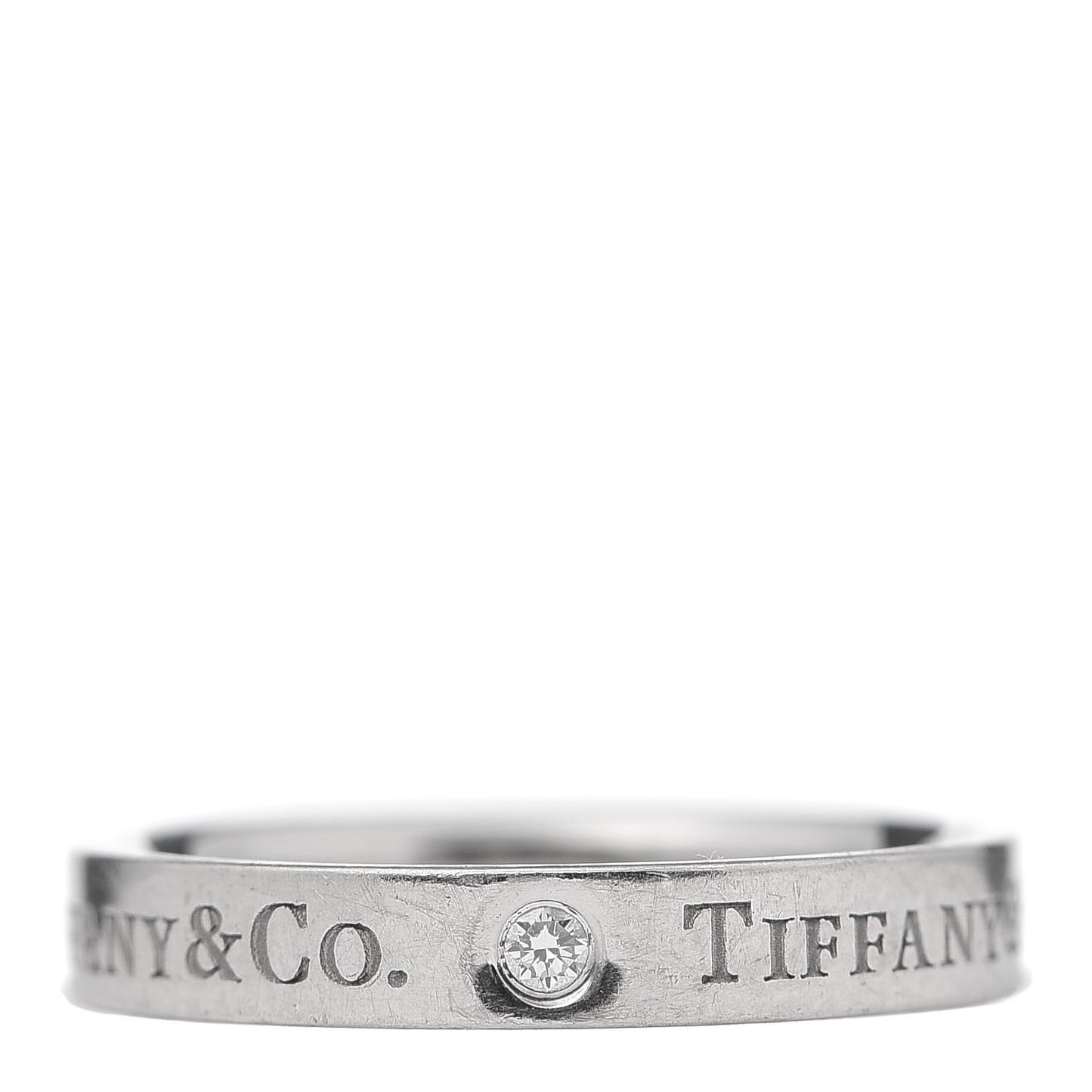 Platinum Diamond Logo Band Ring 49 5