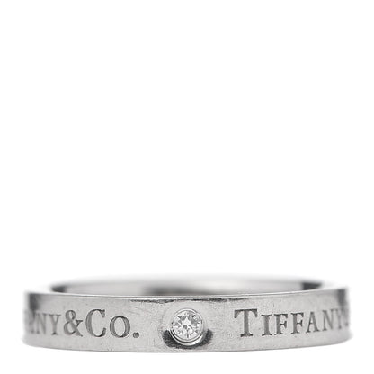 Tiffany Platinum Diamond Logo Band Ring 49 5 1 of 5