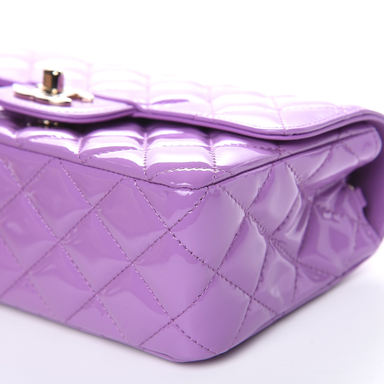Chanel Patent Quilted Mini Rectangular Flap Purple 9 of 12