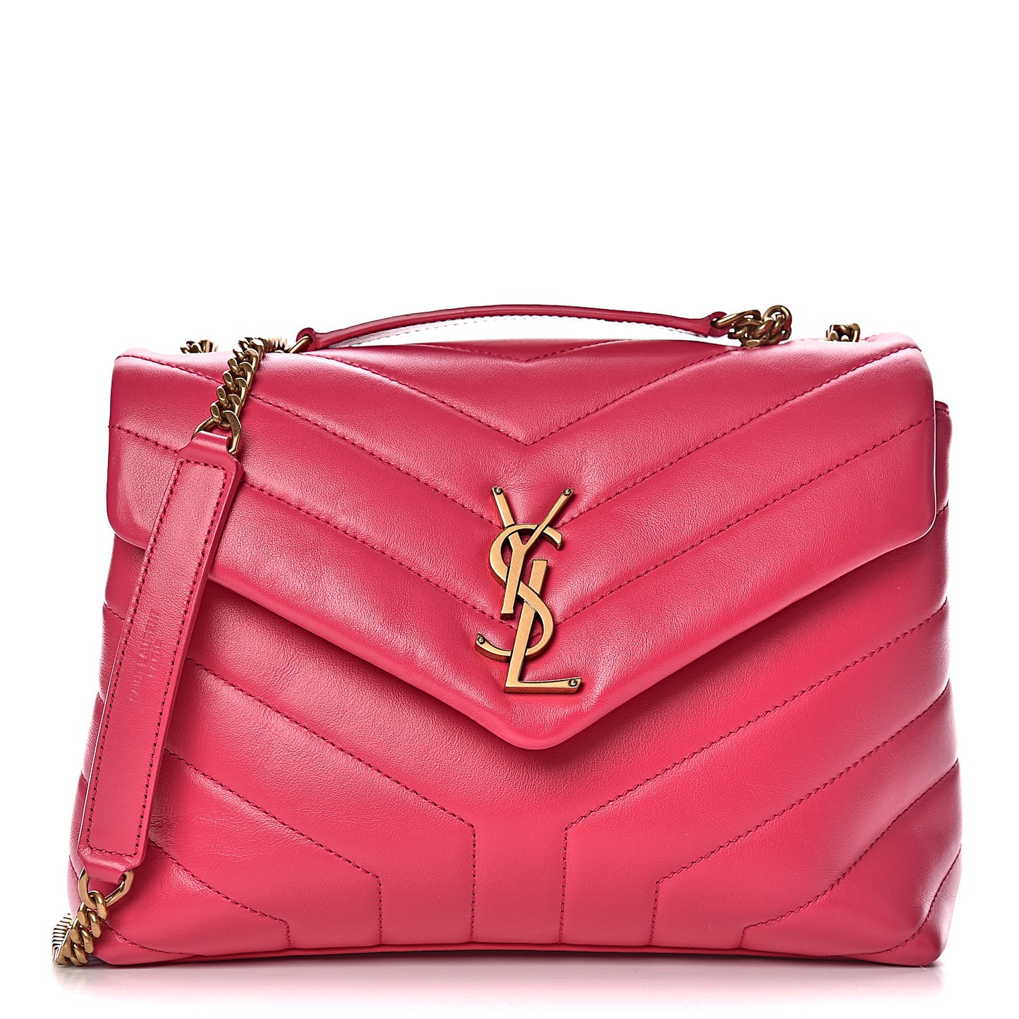 Calfskin Y Quilted Monogram Small Loulou Chain Satchel Fresh Fuxia