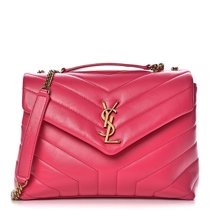 Saint Laurent Calfskin Y Quilted Monogram Small Loulou Chain Satchel Fresh Fuxia 1 of 11