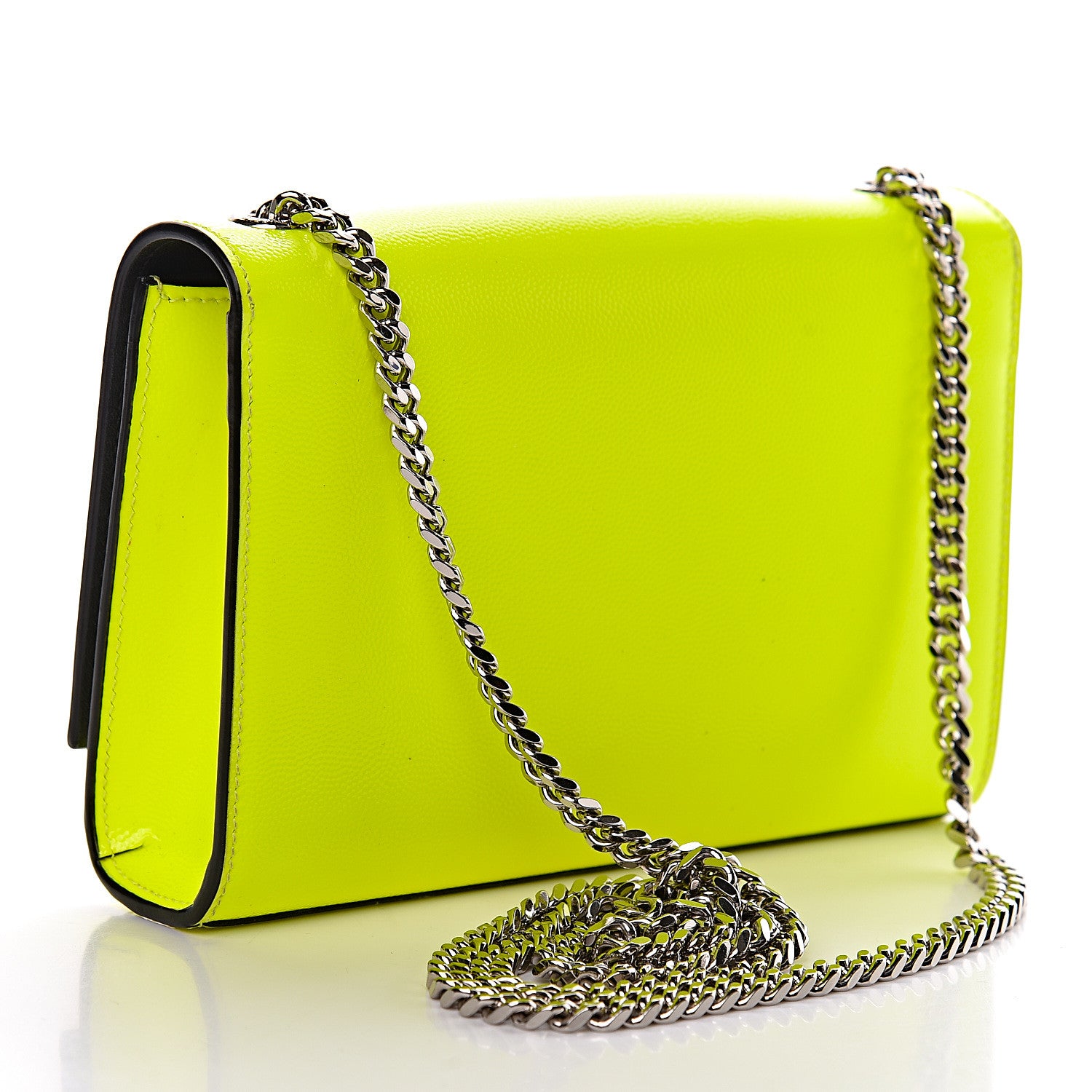 Saint Laurent Patent Grain de Poudre Small Monogram Kate Satchel Neon Yellow 3 of 10