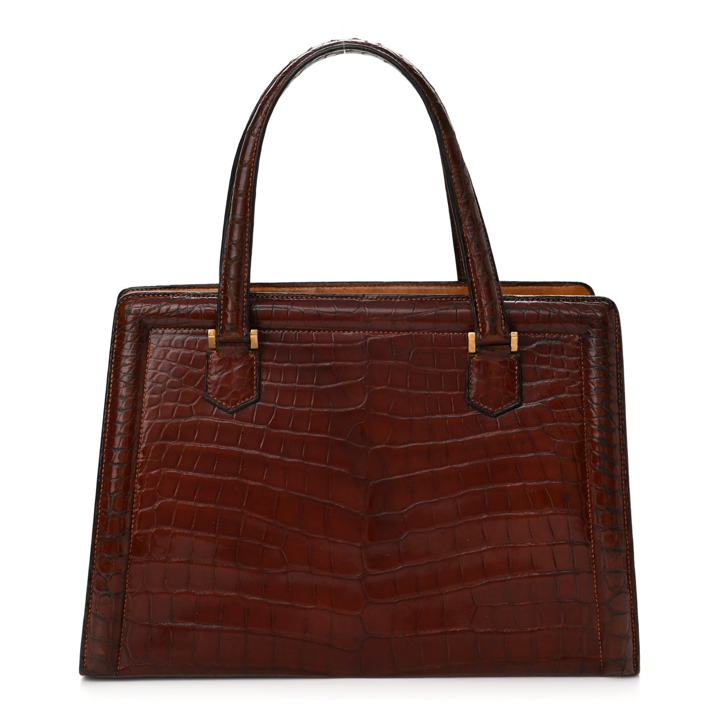 Shiny Crocodile Sac Pullman Havane