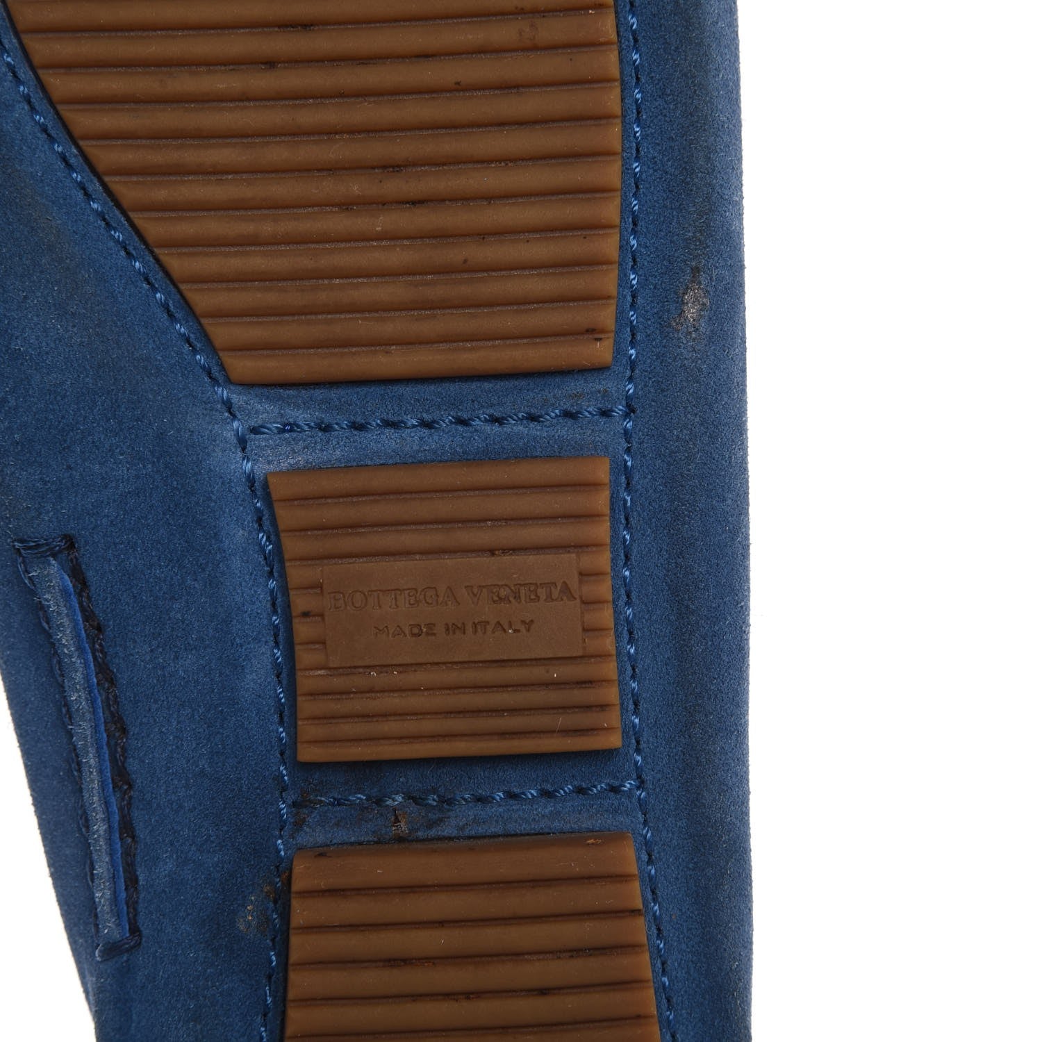 Bottega Veneta Suede Intrecciato Wave Driver Moccasin Loafers 38 Blue 8 of 15