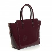 Patent Rockstud Double Handle Tote Rubin