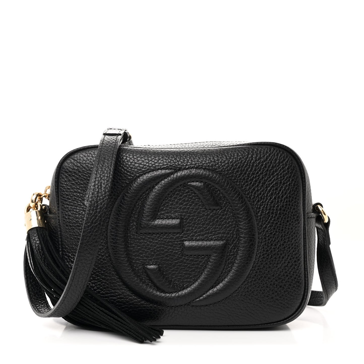 Pebbled Calfskin Small Soho Disco Bag Black