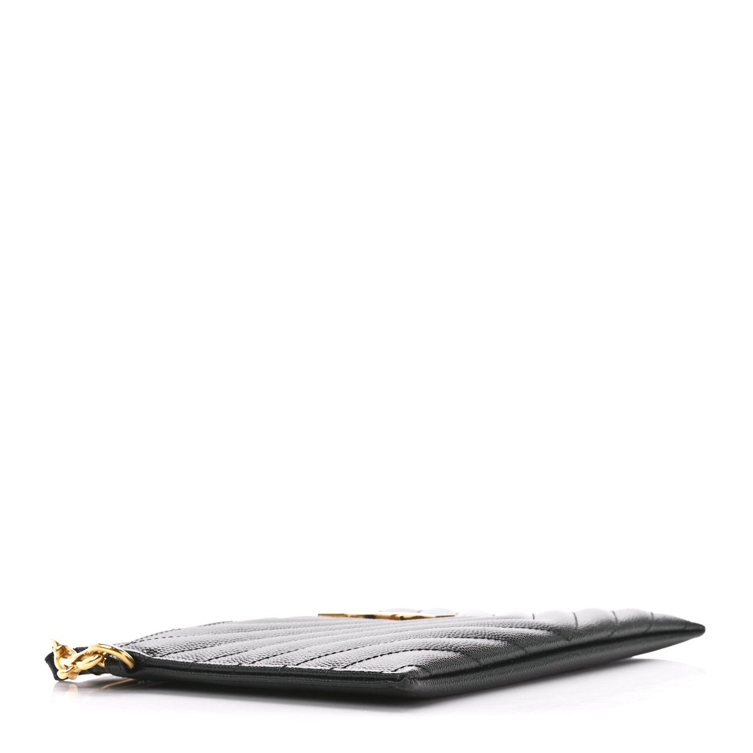 Saint Laurent Grain De Poudre Chevron Monogram Large Bill Pouch Black 3 of 12