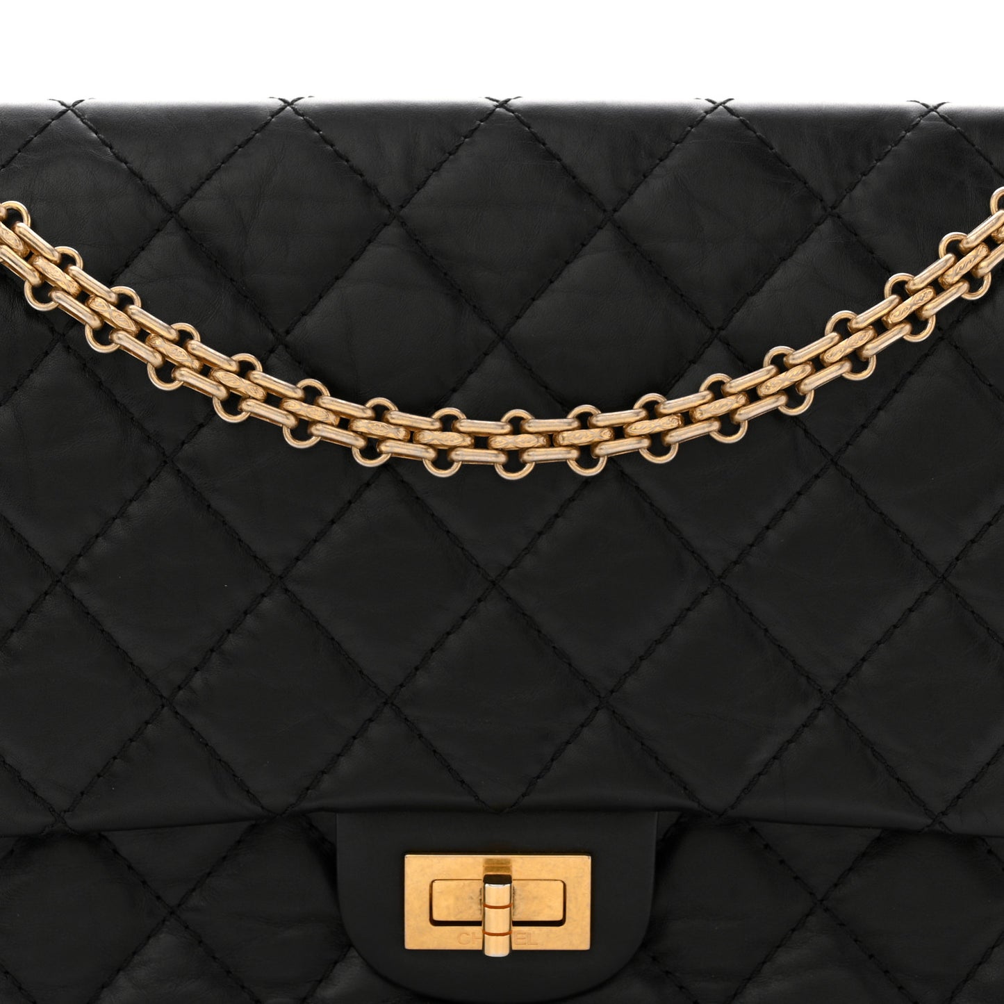 Aged Calfskin Quilted 2.55 Reissue 226 Flap Black