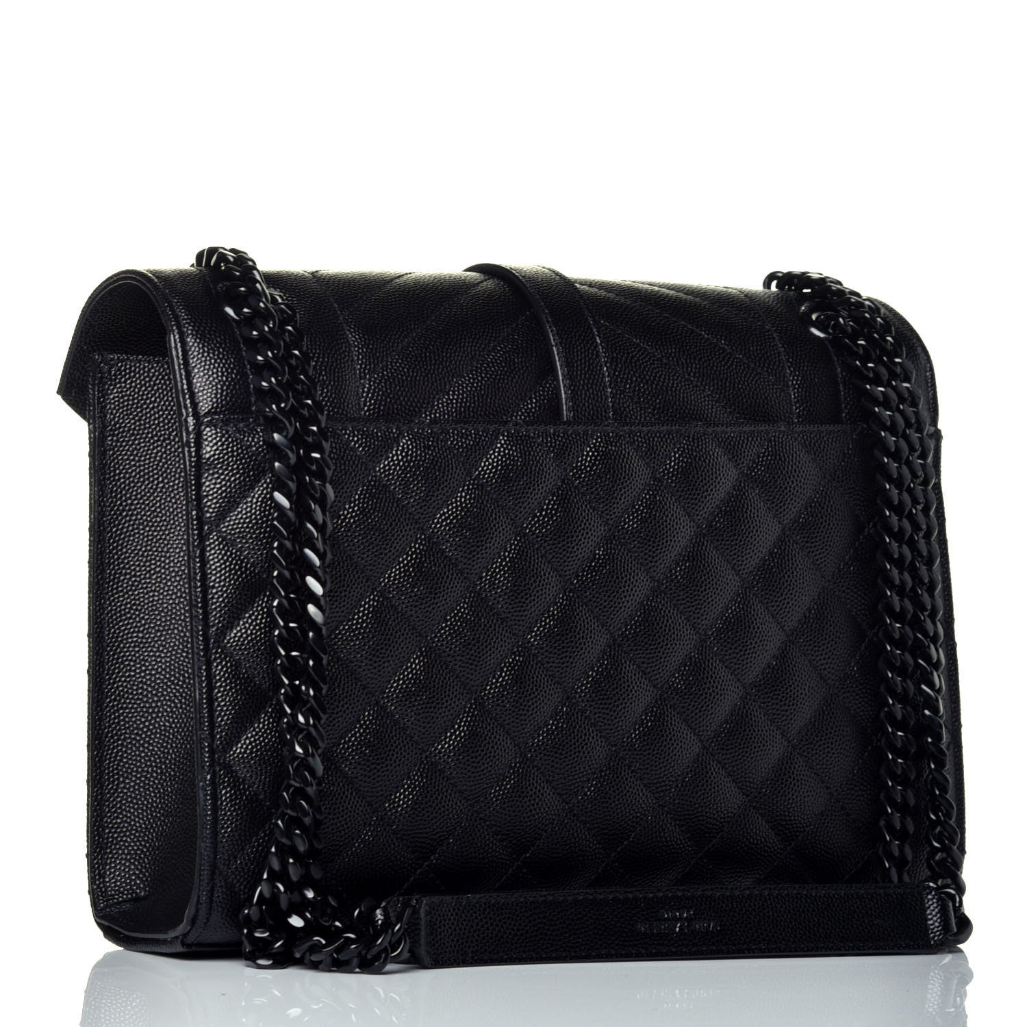 Saint Laurent Grain De Poudre Textured Mixed Matelasse Triquilt Medium Monogram Satchel Black 3 of 8