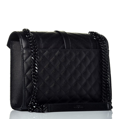 Saint Laurent Grain De Poudre Textured Mixed Matelasse Triquilt Medium Monogram Satchel Black 3 of 8
